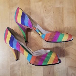 RAINBOW Peeptoe Pumps size 6.5 Heels
